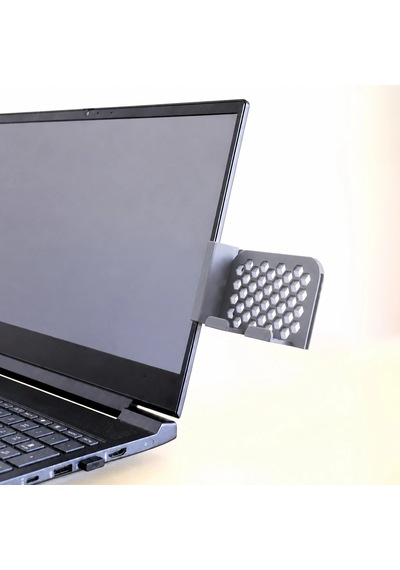 3d Baskı Monitor Telefon Tutucu - Petek Desenli Laptop Kenar Telefon Tutucu-gri Çok Renkli