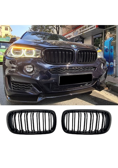 Bmw X6 F16 Çift Çizgi Böbrek 2014 2018 Parlak Siyah