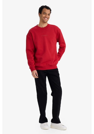 Defacto Boxy Fit Bisiklet Yaka İçi Yumuşak Tüylü Baskılı Sweatshirt X8282az25aurd349 Kırmızı-rd349