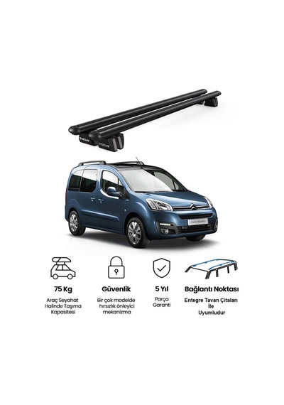 Pençe Citroen Berlingo Ara Atkı 2008-2018 Uyumlu Siyah Ara Atkı Port Bagaj Tavan Barı
