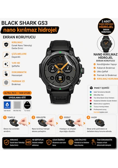 Xiaomi Black Shark Gs3 Uyumlu Nano Hidrojel Ekran Koruyucu 2 Adet Kırılmaz Darbe Emici Tam Koruma