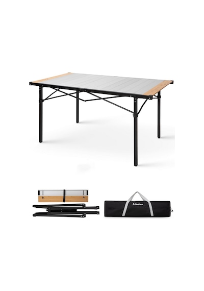 Kingcamp Granite Pro Xl 136x70 Katlanır Lux Kamp Masası Ahşap - Gri