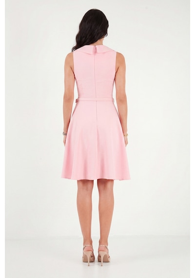Lela A Kesim Regular Fit Yaka Ve Kemer Detaylı Mini Davet Ve Mezuniyet Elbise Bayan Elbise 6525740 Şeker Pembe Şeker Pembesi