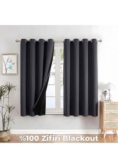 100% Zifiri Blackout Kuşgözü Dikim Tek Kanat Siyah
