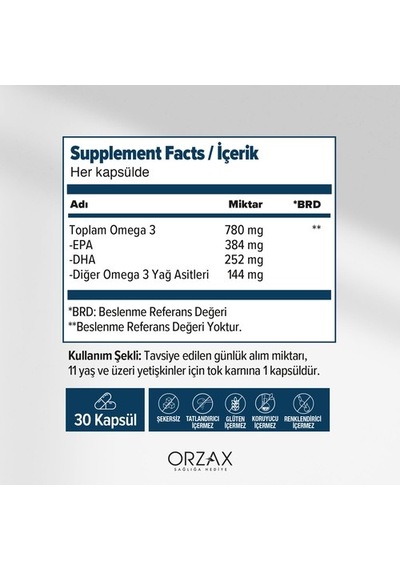 Orzax Ocean Plus 1200 Mg Balık Yağı 30 Kapsül