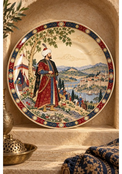 Dekoratif Duvar Tabağı Sarayın On Çağı Dekorlu Seramik Tabak Bej