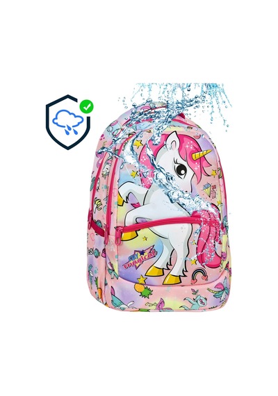 Pembe Unicorn Desenli Kız İlkokul Sırt Çantası + Beslenme Çantası 2307 Çok Renkli