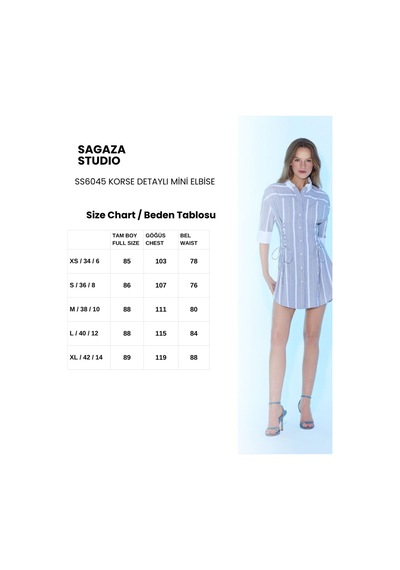 Sagaza Studio Ss6045 Korseli Gömlek Elbise Sarı