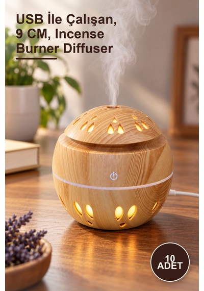 10 Adet Ledli Buhurdanlık Difüzörü Usb İle Çalışan, 9 Cm, Incense Burner Diffuser 1