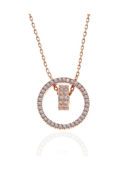 925 Ayar Gümüş Rose İç İçe Geçmiş Halka Kadın Kolye Rose Gold