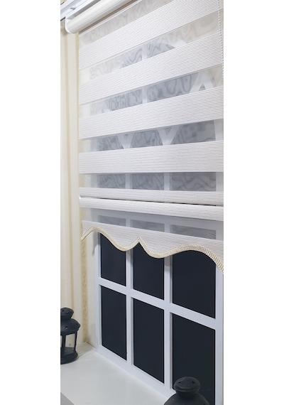 Zebra Stor Perde Bej Efekli Etek Dilimli St 002