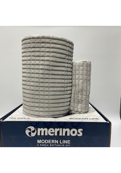 Merinos Modern Line Tek Kişilik 2 Parça Battaniye Seti - Gri Gri