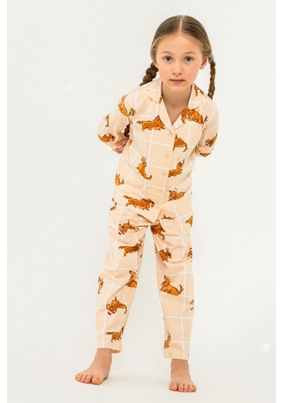 Rolypoly Kız Çocuk Cute Puppy Krem Gömlek Pijama Takımı Rp3908-c-v1 Rp3908-c-v1