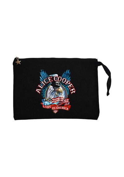 Alice Cooper Lost In America Siyah Clutch Astarlı Cüzdan / El Çantası