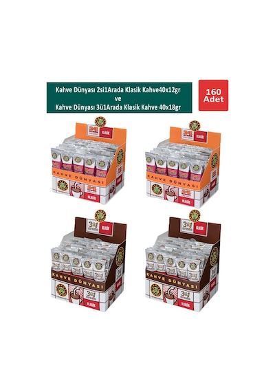Kahve Dünyası 3ü1 Arada Klasik Kahve 2'li 40 x 18 G + 2si1 Arada Klasik Kahve 2'li 40 x 12 G