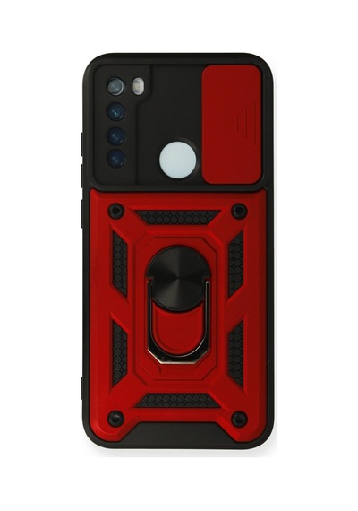 Mep Xiaomi Redmi Note 8 Kılıf Pars Lens Yüzüklü Silikon - Kırmızı Najmaddin renkli