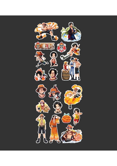 Portgas D. Ace-one Piece 2li Sticker Set - Telefon Süsleme Etiketleri-ödül Çıkartmaları- Anime Etiketi Turuncu