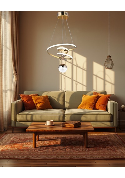 Kaos Küçük Modern Ledli Avize 3 Renk Power Ledli Gold Kaplama Kumandalı Çoçuk Odası Yatak Odası Mutfak