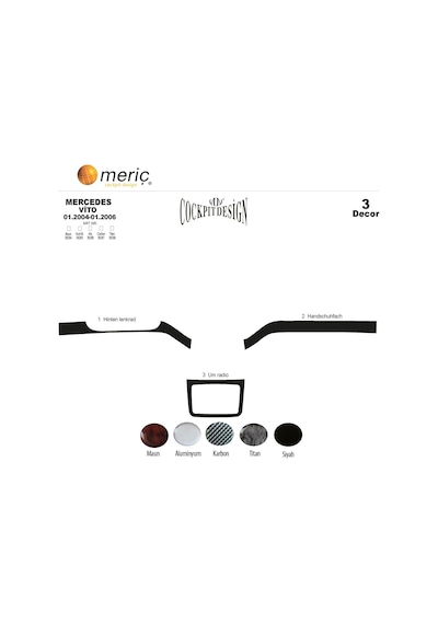 Meriç® Mercedes Vito Ön Torpido Kaplama 3 Parça 2004-2006 (530156774)