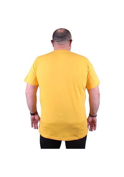 Starbattal Büyük Beden Erkek Sıfır Yaka Tişört Summer 23119 Sarı-Sarı Çok Renkli