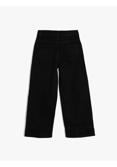 Koton Pamuklu Cepli Bol Paça Denim Pantolon Siyah 5wkg40107ad Siyah