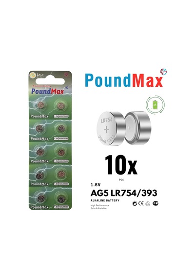 Lexroo 10 Adet Ag5 Lr754,393 1,5v Alkalin Düğme Pil