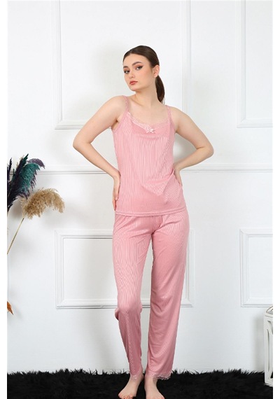 Akbeniz Kadın İp Askılı Somon Pijama Takım 4136 - L Somon