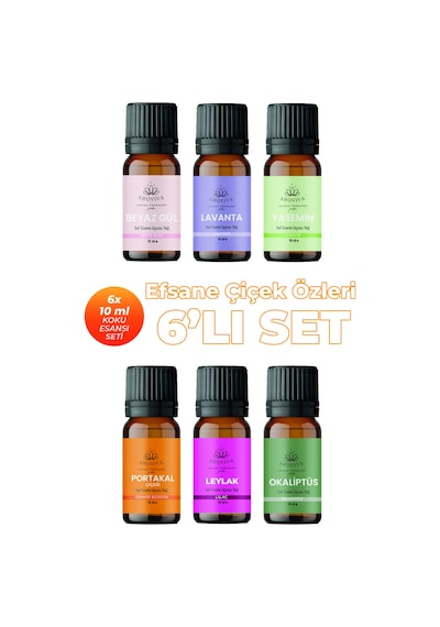 Efsane Çiçek Özleri Esansiyel Koku Yağı Buhurdanlık Yağı Difüzör Esansı 6'lı Set 6x10ml Karışık