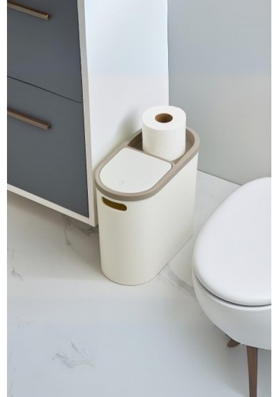 Beyaz Kapaklı Wc Kağıtlıklı Çöp Kovası & Ofis Çöp Kovası 10 Lt Gri