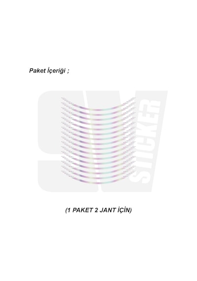 Motosiklet Jant Şeridi 16'lı Set Takım Kesikli Şerit Sticker Hologram
