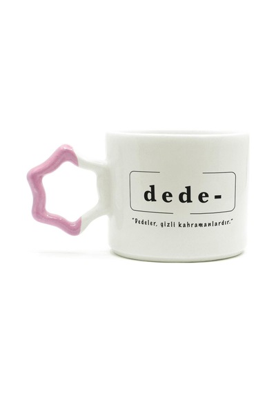 Dede Baskılı Pembe Kulplu Yıldız Kupa