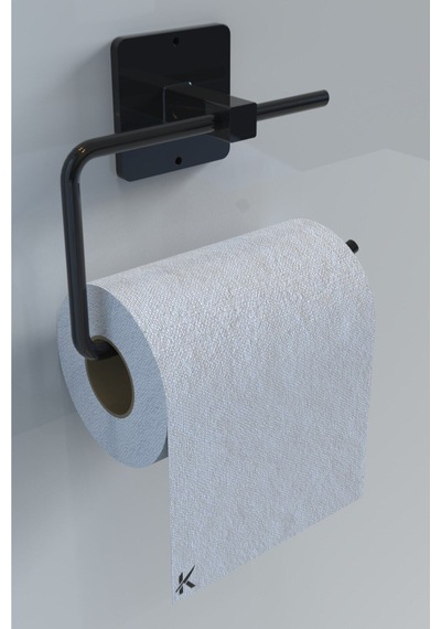 Karteya Yapışkanlı Siyah Tuvalet Kağıdı Tutacağı/tuvalet Wc Kağıtlık Siyah