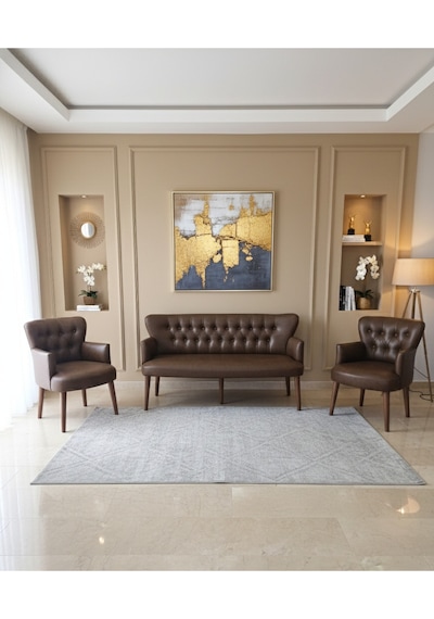 Azra Mobilya Acı Kahve Deri Chester Tarz Koltuk Takımı Modern Tasarım Dayanıklı Ahşap Ayaklı Oturma Grubu 3+1+1 Acı Kahve Azra Mobilya Acı Kahve Deri Chester Tarz Koltuk Takımı Modern Tasarım Dayanıklı Ahşap Ayaklı Oturma Grubu 3+1+1 Acı Kahve