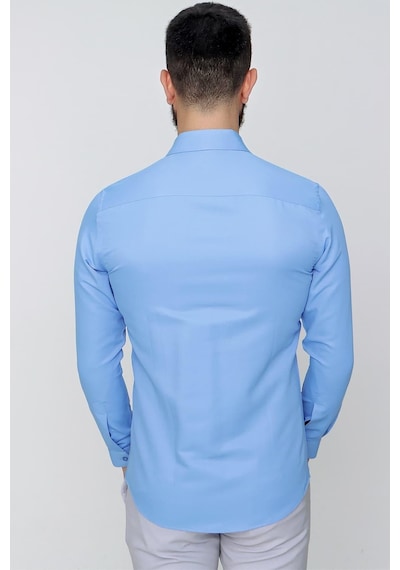 Efor Slim Fit Pamuk Saten Klasik Koyu Mavi Gömlek Gk 624 Mavi