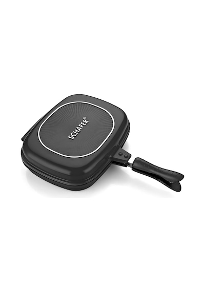 Schafer Kare 2 Parça Double Grill Pan Siyah 32 CM