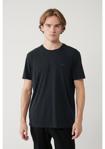 Avva Erkek Antrasit Soft Touch Bisiklet Yaka Regular Fit T-shirt B001031 Antrasit