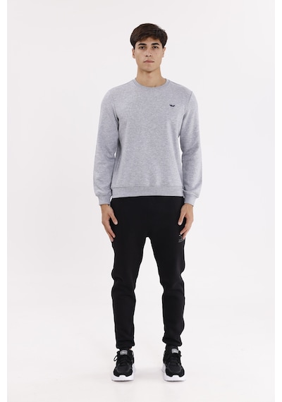 Rowinger Göğüs Logolu Bisiklet Yaka Rahat Kalıp Mevsimlik Sweatshirt Grey