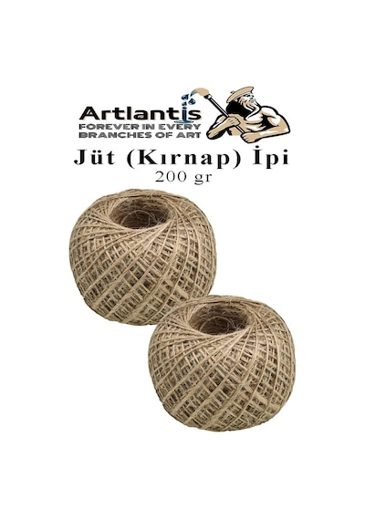 Jüt İpi Kırnap 200 Metre Mumlu Kırnap İplik Jüt İp Kendir İp Süs Naturel Doğal İplik Hasır İplik Çuval İp