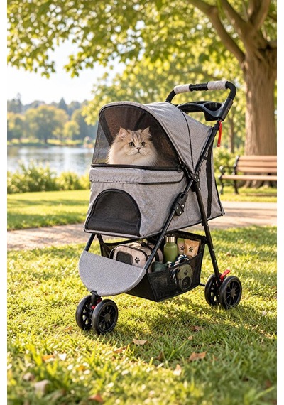 Tiny Kiwipets Kppc-10866 Evcil Hayvan Arabası 15 Kg Taşıma Kapasitesi Katlanabilir Frenli