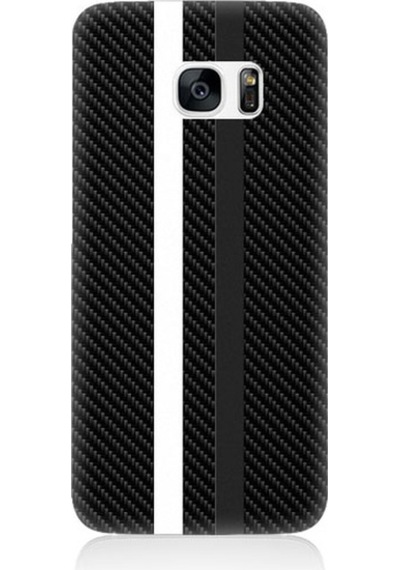 Samsung Galaxy S7 Edge Uyumlu Siyah Beyaz Karbon Motif Desenli Silikon Kılıf