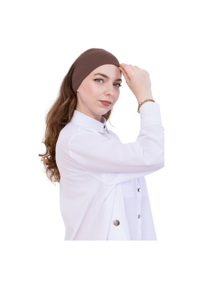 Modish Group Kadın Tesettür Bandana Penye Kaymaz Hazır Şal Eşarp Altı Bone Rahat Kullanım Kahverengi