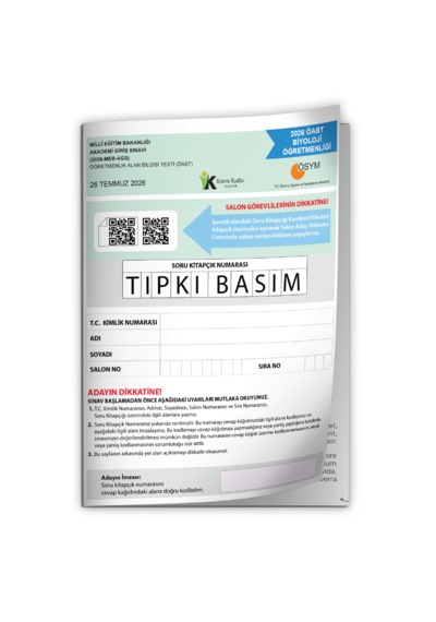 2026 Meb-ags Öabt Biyoloji Öğretmenliği Ösym Tıpkı Basım Kitapçığı Türkiye Geneli Deneme