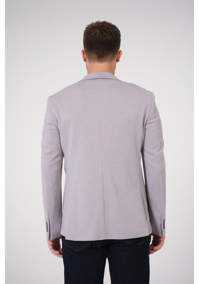 Bonesti Erkek Slim Fit Blazer Ceket Gri Gri Beyaz Noktalı