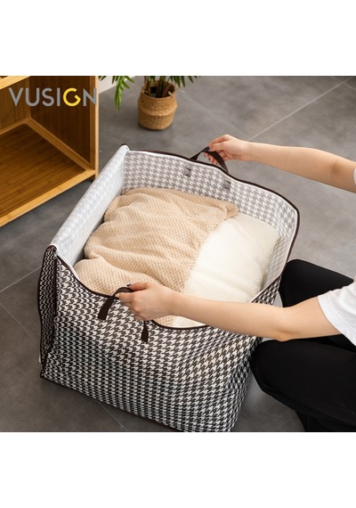 Vusıgn Fermuarlı Kapitone Çanta 140l 56 45 56 Cm Kaz Ayağı Desenli Çok Amaçlı Saklama Çantası Kazayağı