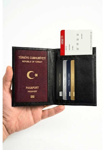 Vanilla Collection Kişiye Özel İsim Baskılı Hakiki Deri Pasaport Kılıfı Ve Seyahat Cüzdanı Siyah
