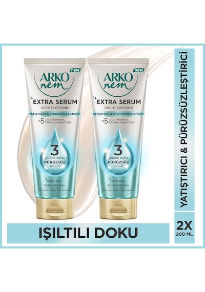Arko Nem Extra Serum Yatıştırıcı & Pürüzsüzleştirici Vücut Losyonu 2x200 Ml