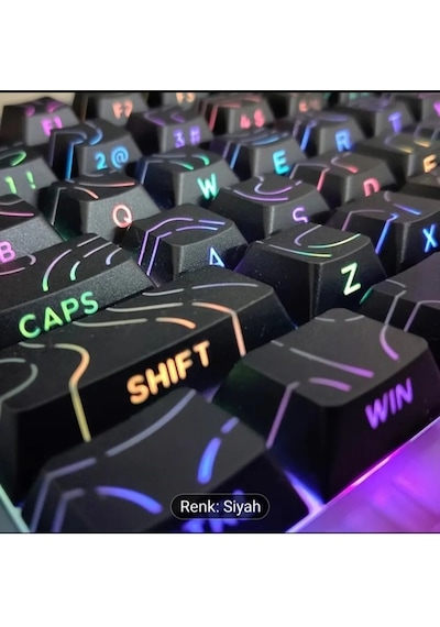 Mekanik Klavye Kontur Keycaps Seti- 137 Tuş Şeffaf Rgb Uyumlu Çizgili Tuş Takımı Beyaz