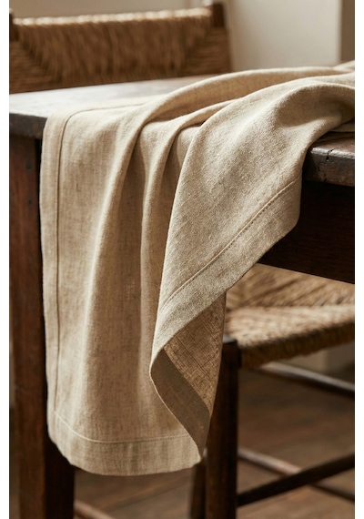 Lınen Organik Ham Keten Runner Naturel 40 X 150 Cm Bej