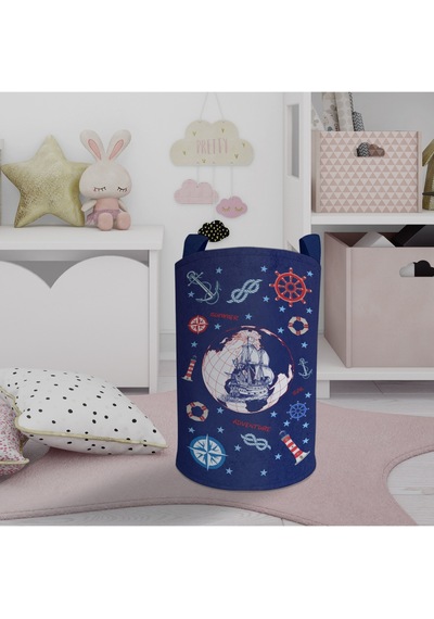 Mekta Home Bebek Ve Çocuk Odası Denizci Gemi Desenli Oyuncak Sepeti Renkli Çok Renkli