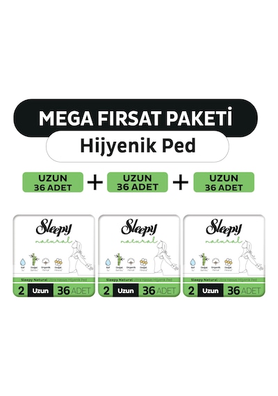 Sleepy Natural Ultra Hassas Hijyenik Ped Mega Fırsat Paketi Uzun 108 Adet